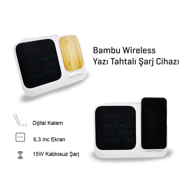 Bambu Yazı Tahtası 15W Wireless Sarj