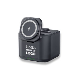 Işıklı Logo Hoparlörlü Magsafe Şarj Standı (Telefon, Kulaklık, Saat)