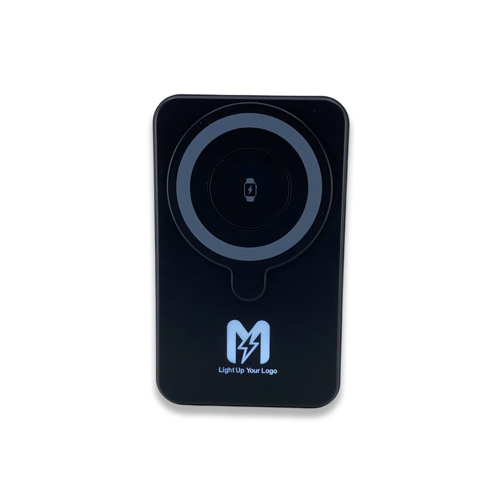 PZ-K250 Işıklı Logo 15W Magsafe Powerbank 10000 mAh (Telefon, Saat, Kulaklık)) Siyah