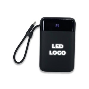 15W Magsafe Işıklı Logo Powerbank 10000 mAh - Siyah